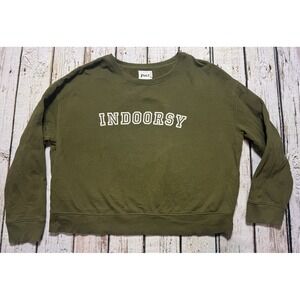 Pact Women's Sweatshirt Green Indoorsy Crew Neck Organic Cotton Casual Sz XL